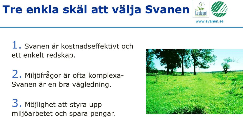 2. Miljöfrågor är ofta komplexa- Svanen är en bra