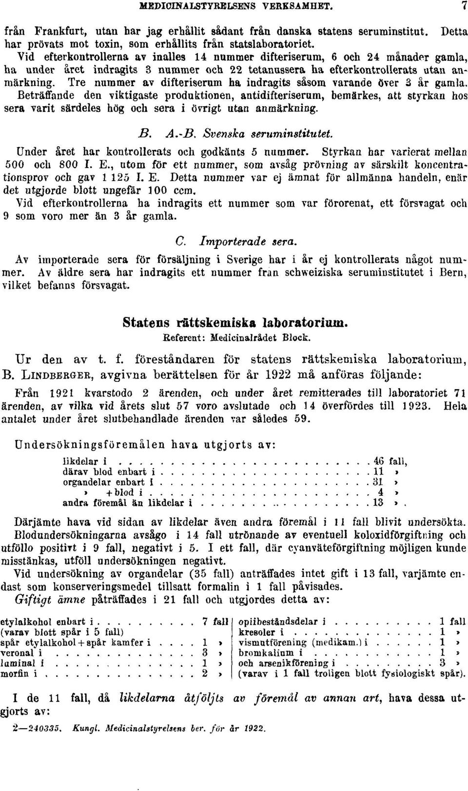 Tre nummer av difteriserum ha indragits såsom varande över 3 år gamla.