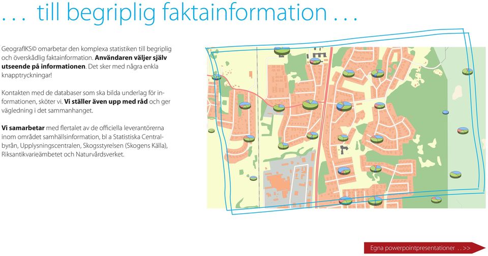 Kontakten med de databaser som ska bilda underlag för informationen, sköter vi. Vi ställer även upp med råd och ger vägledning i det sammanhanget.