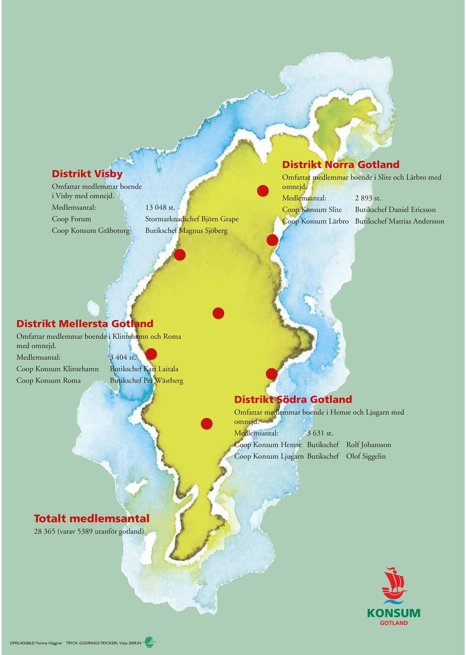 Butikschef Daniel Ericsson Butikschef Mattias Andersson Distrikt Mellersta Gotland Omfattar medlemmar boende i Klintehamn och Roma med omnejd.