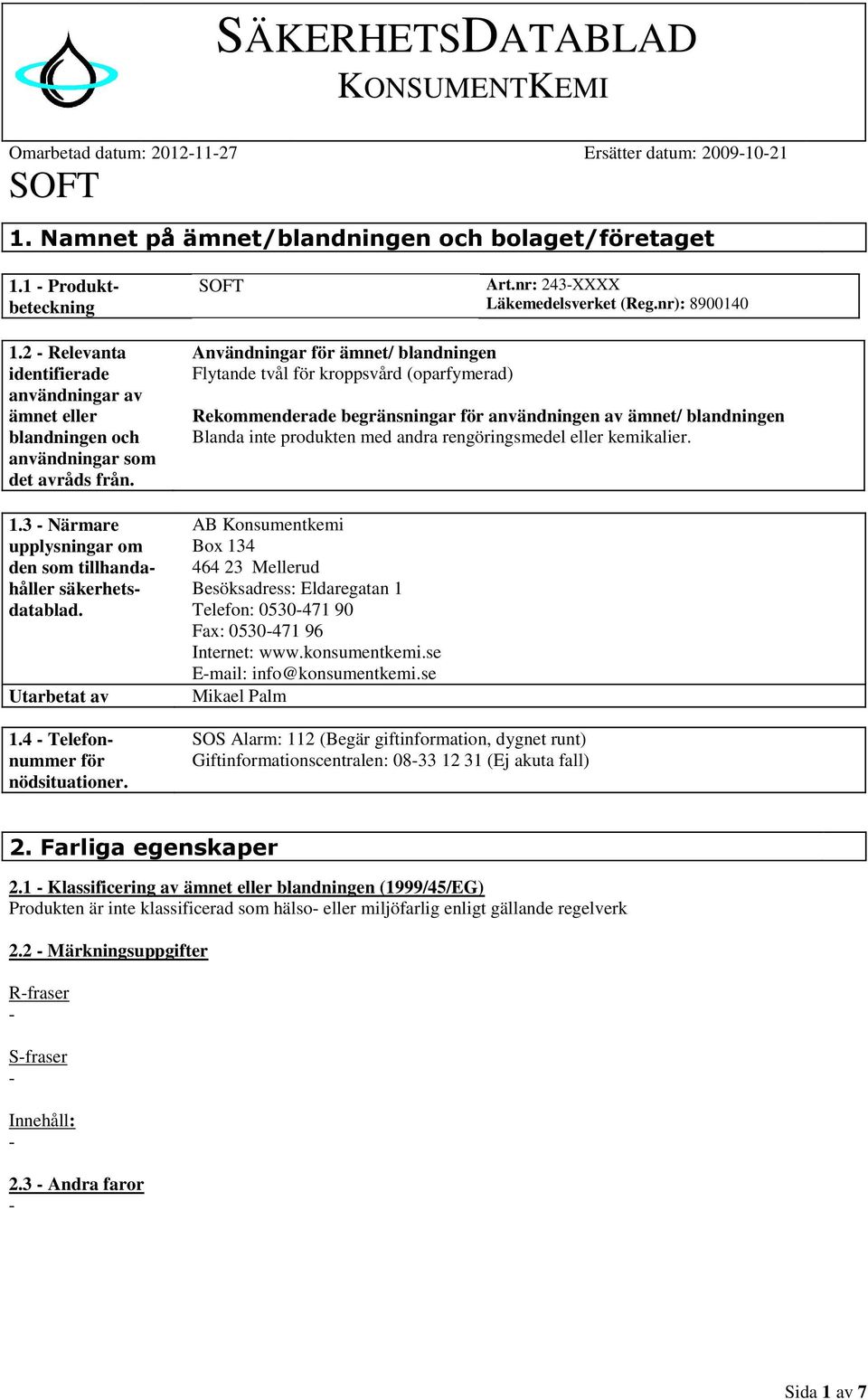 4 Telefonnummer för nödsituationer.