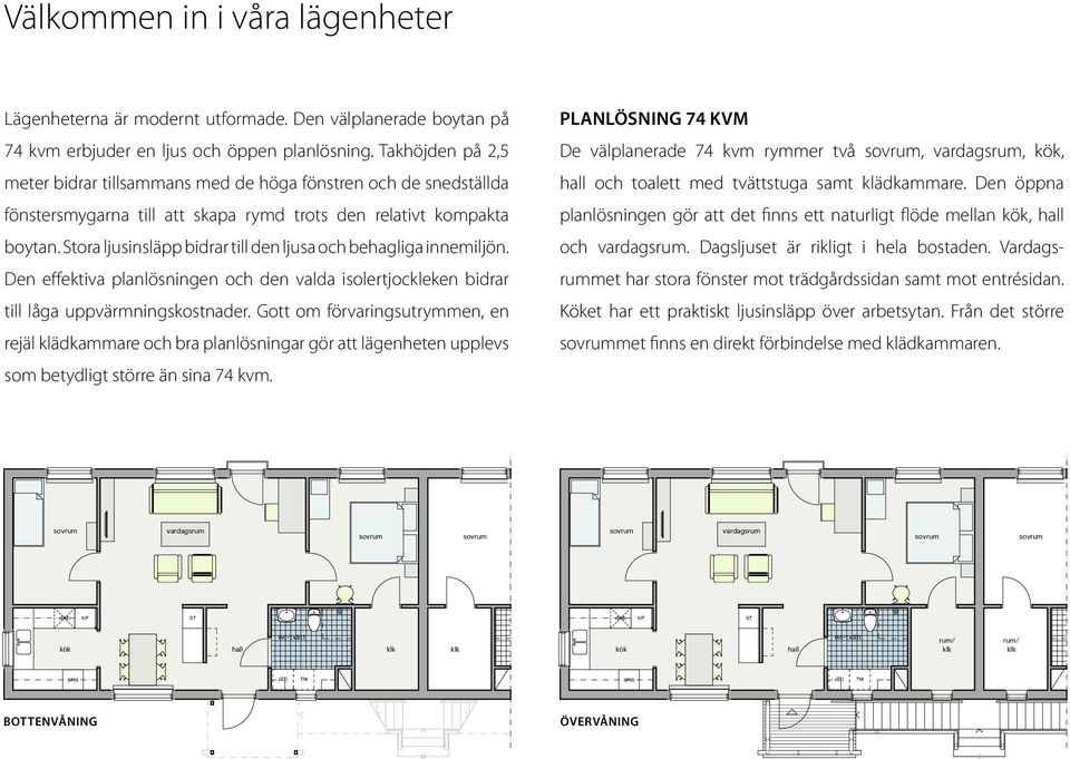 Stora ljusinsläpp bidrar till den ljusa och behagliga innemiljön. SPIS (TT) (TM) Den effektiva planlösningen och den valda isolertjockleken bidrar till låga uppvärmningskostnader.