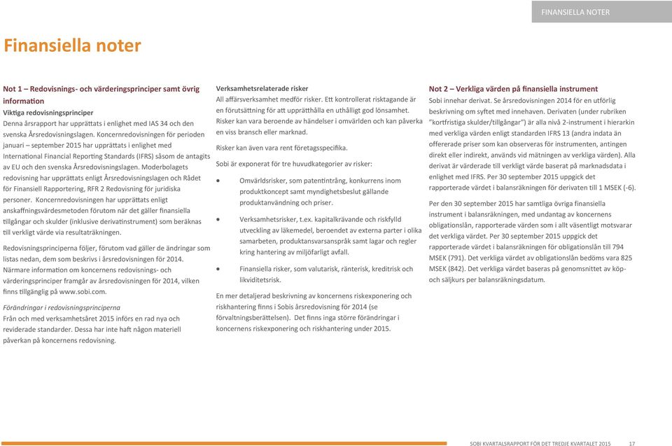 Koncernredovisningen för perioden januari september 2015 har upprättats i enlighet med International Financial Reporting Standards (IFRS) såsom de antagits av EU och den  Moderbolagets redovisning