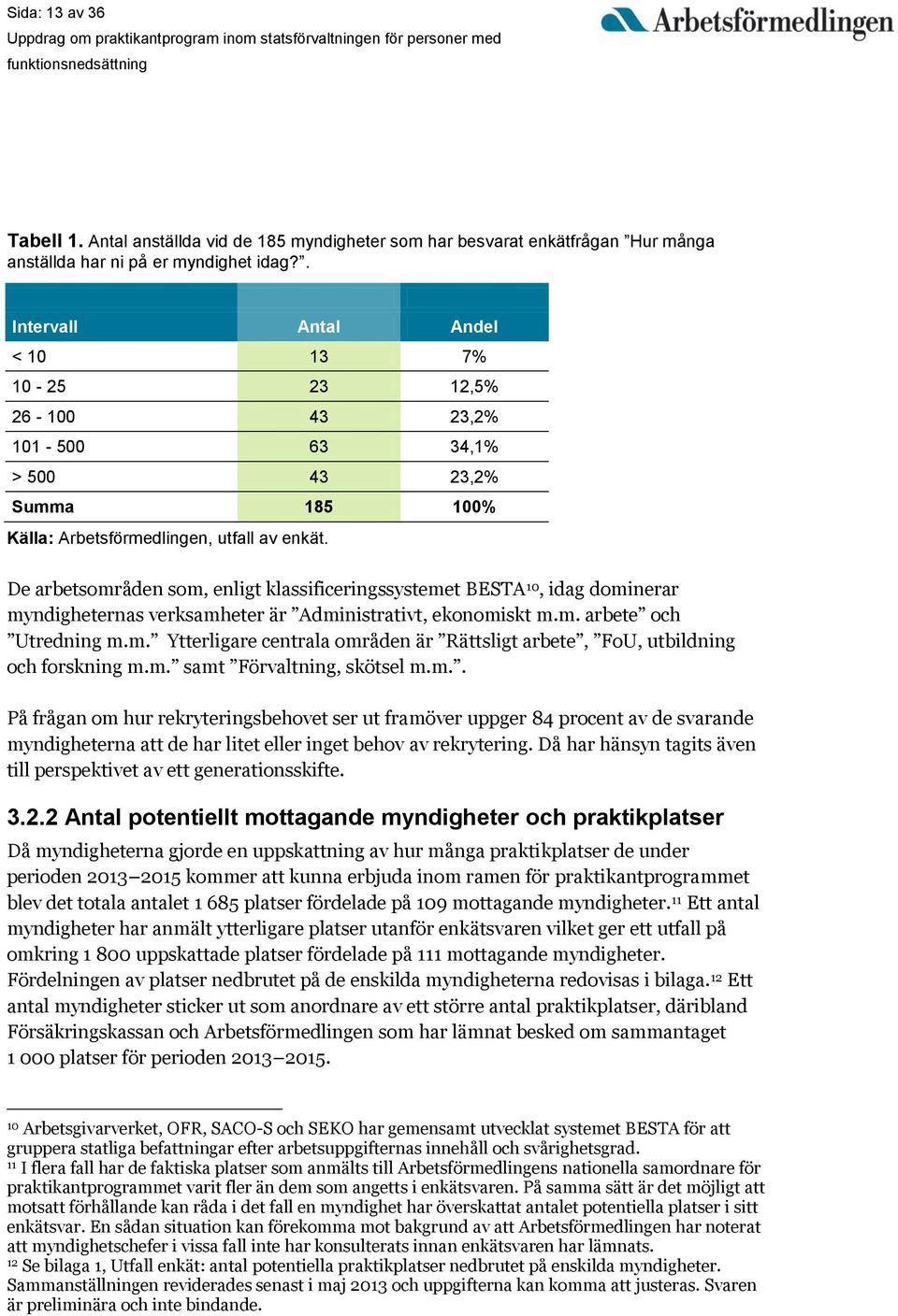 De arbetsområden som, enligt klassificeringssystemet BESTA 10, idag dominerar myndigheternas verksamheter är Administrativt, ekonomiskt m.m. arbete och Utredning m.m. Ytterligare centrala områden är Rättsligt arbete, FoU, utbildning och forskning m.