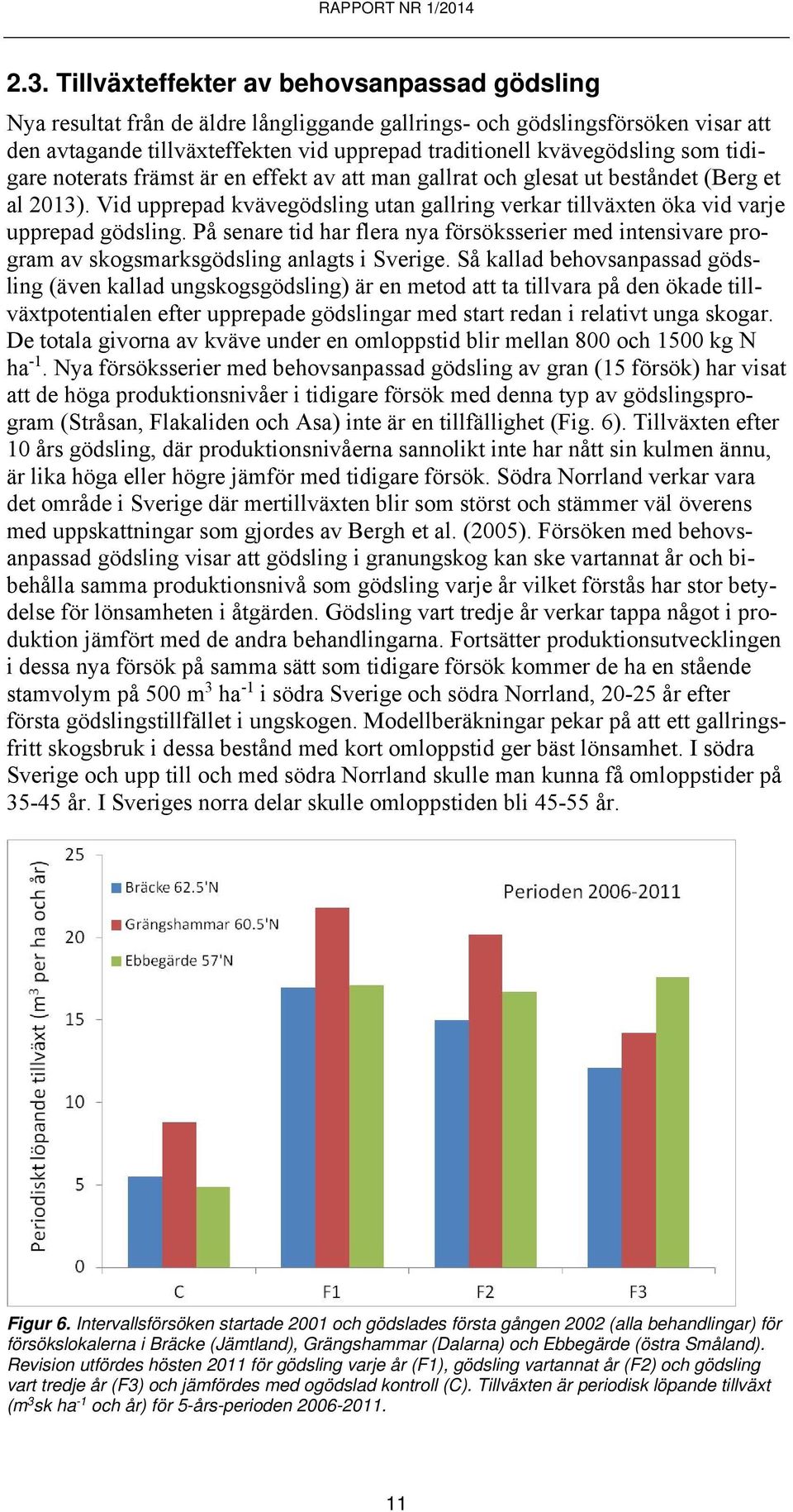 Vid upprepad kvävegödsling utan gallring verkar tillväxten öka vid varje upprepad gödsling. På senare tid har flera nya försöksserier med intensivare program av skogsmarksgödsling anlagts i Sverige.