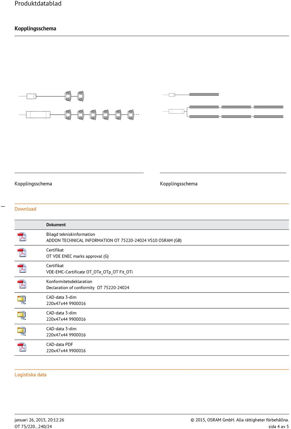 Konformitetsdeklaration Declaration of conformity OT 75220-24024 CAD-data 3-dim 220x47x44 9900016 CAD-data 3-dim 220x47x44