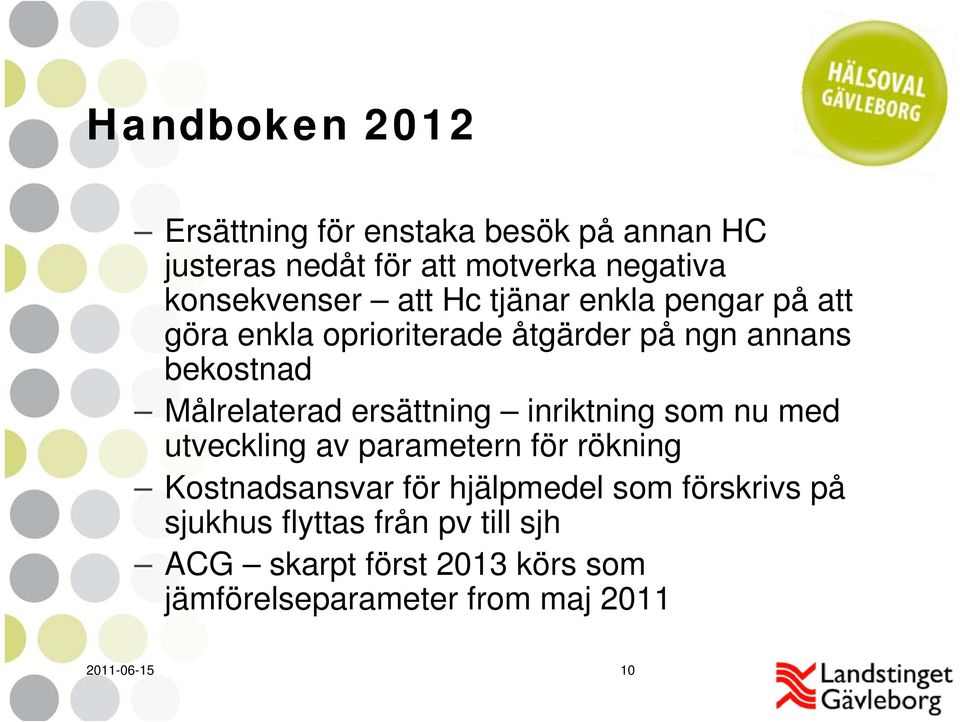 ersättning inriktning som nu med utveckling av parametern för rökning Kostnadsansvar för hjälpmedel som