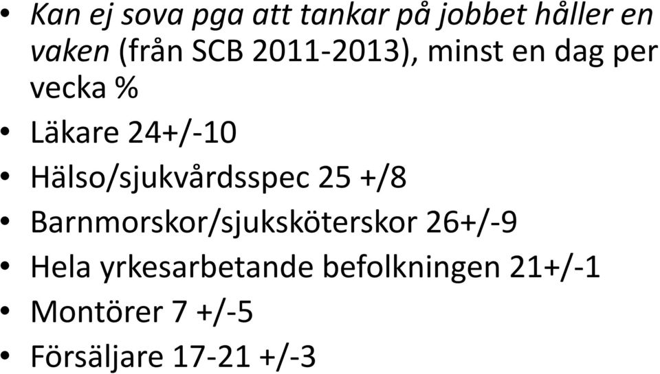 Hälso/sjukvårdsspec 25 +/8 Barnmorskor/sjuksköterskor 26+/-9