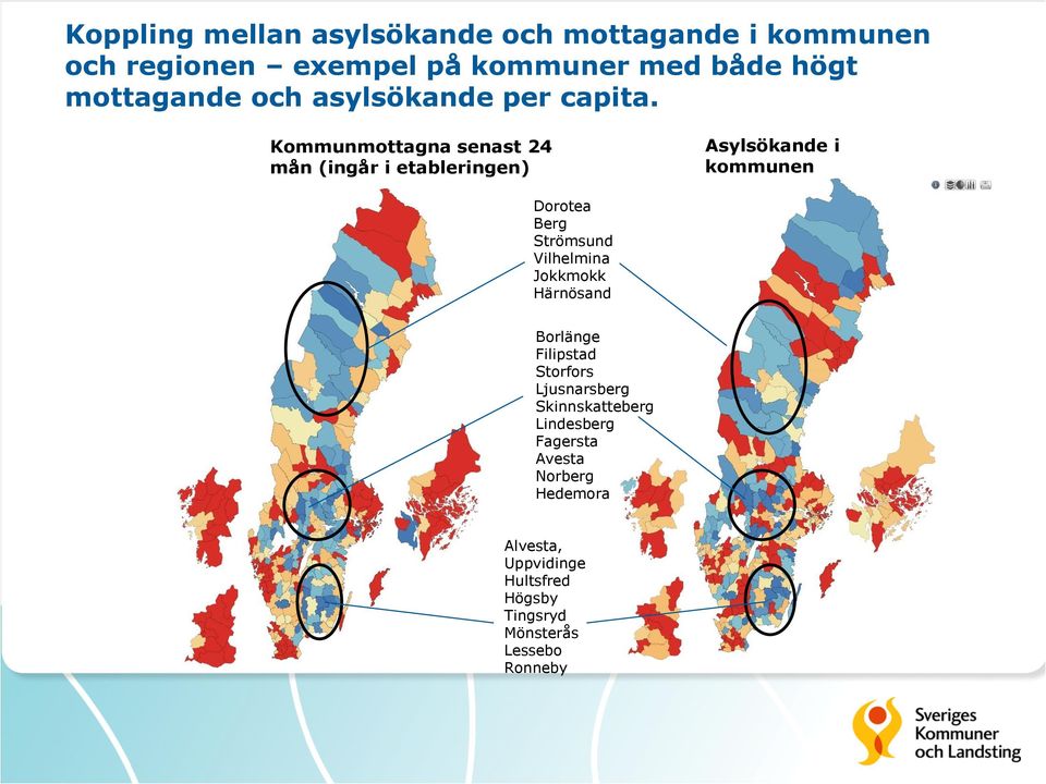 Kommunmottagna senast 24 mån (ingår i etableringen) Asylsökande i kommunen Dorotea Berg Strömsund Vilhelmina