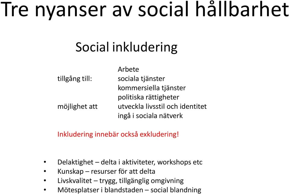 nätverk Inkludering innebär också exkludering!