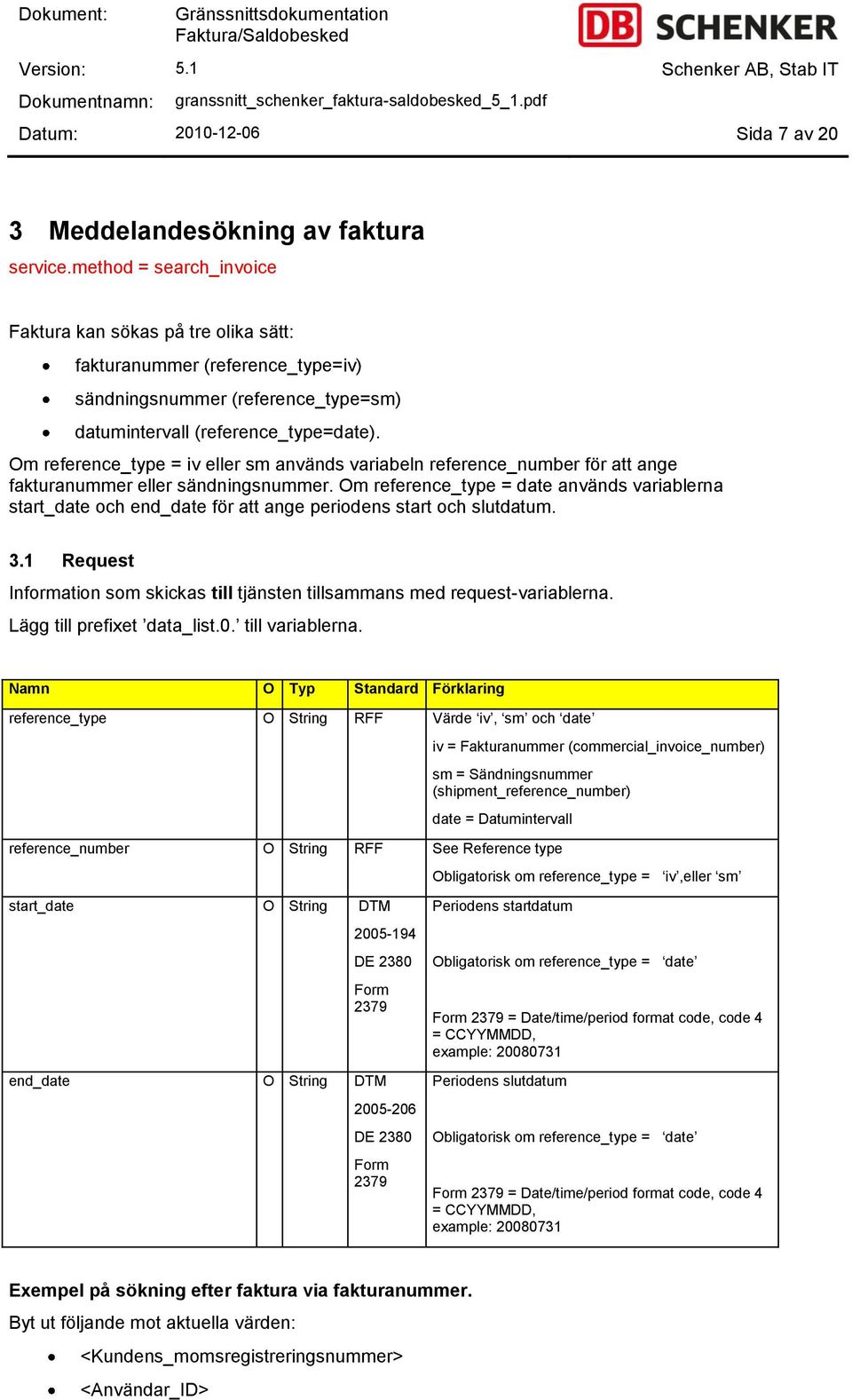 Om reference_type = iv eller sm används variabeln reference_number för att ange fakturanummer eller sändningsnummer.