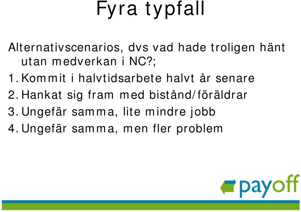 Kommit i halvtidsarbete halvt år senare 2.