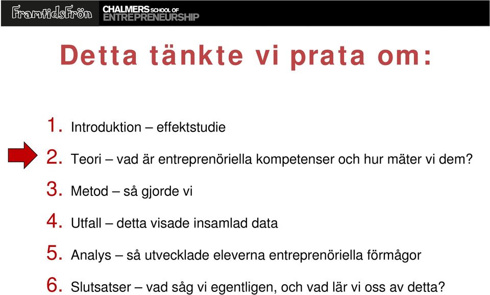 Metod så gjorde vi 4. Utfall detta visade insamlad data 5.