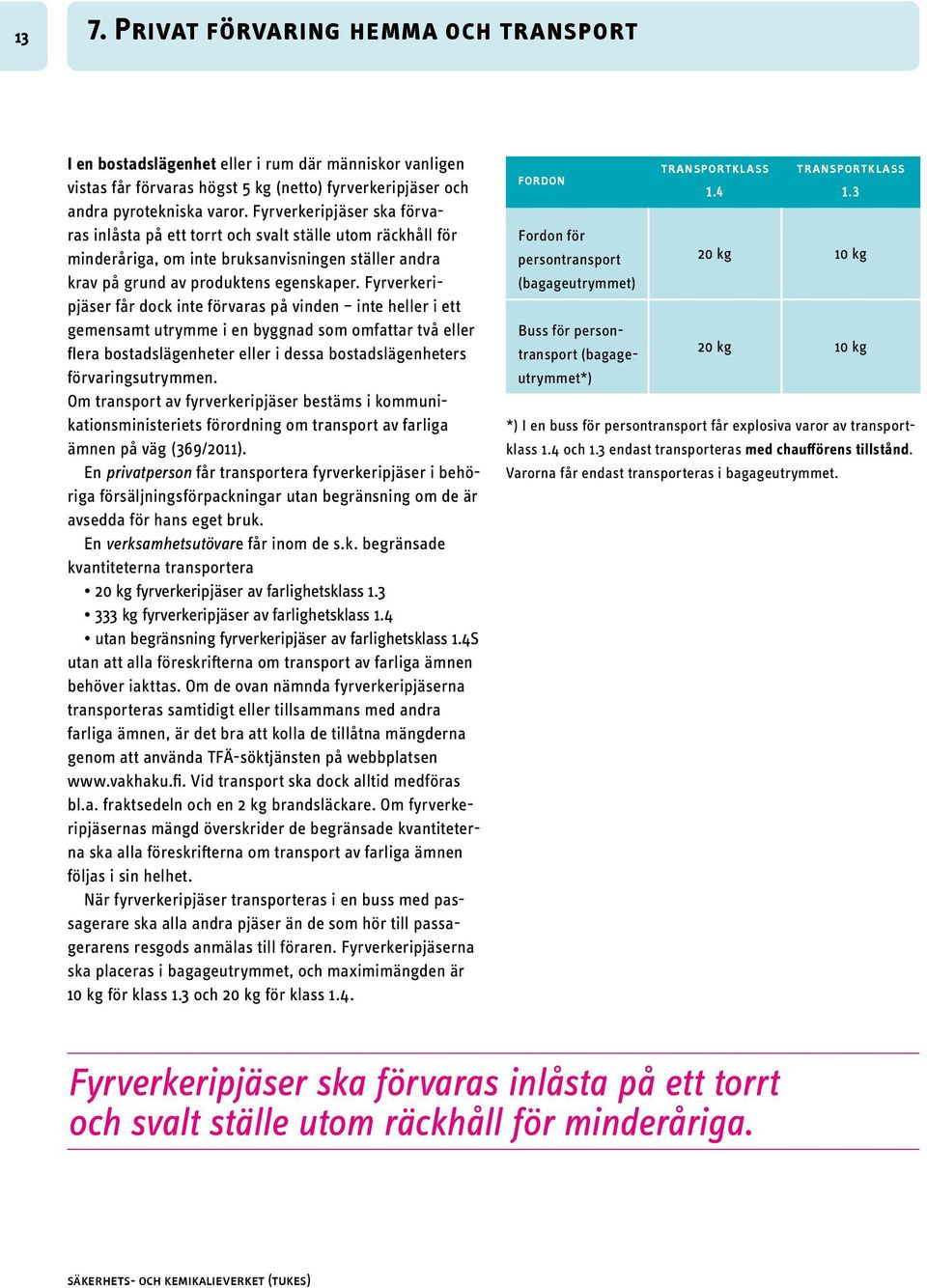 Fyrverkeripjäser får dock inte förvaras på vinden inte heller i ett gemensamt utrymme i en byggnad som omfattar två eller flera bostadslägenheter eller i dessa bostadslägenheters förvaringsutrymmen.