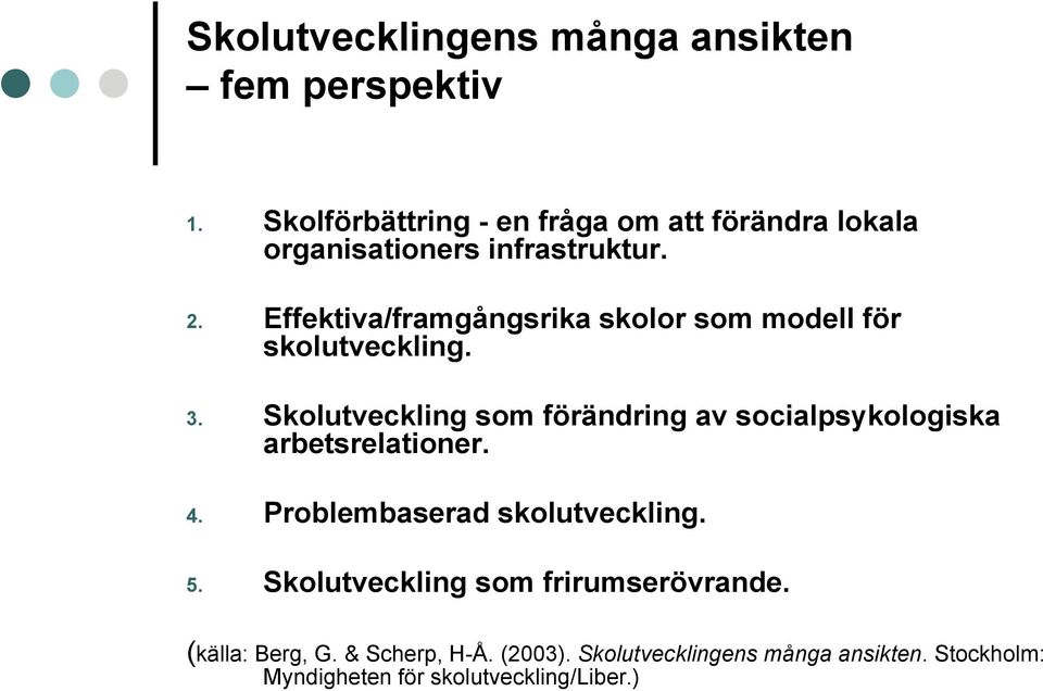 Effektiva/framgångsrika skolor som modell för skolutveckling. 3.