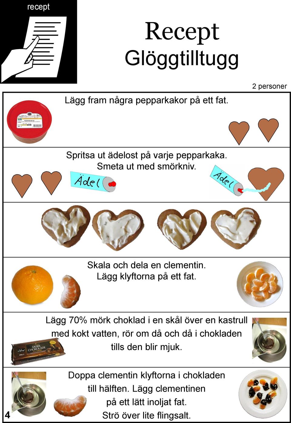 Lägg klyftorna på ett fat.