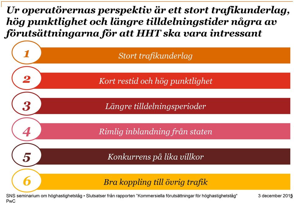 trafikunderlag 2 3 4 5 6 Kort restid och hög punktlighet Längre tilldelningsperioder