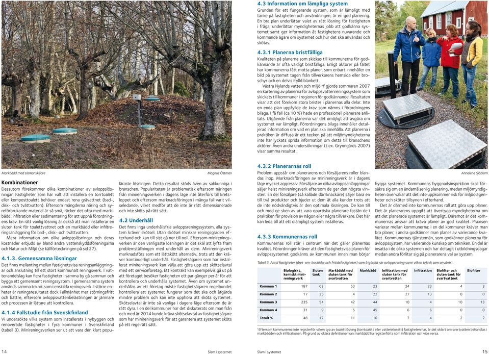 systemet och hur det ska användas och skötas. 4.3.1 Planerna bristfälliga Kvaliteten på planerna som skickas till kommunerna för godkännande är ofta väldigt bristfälliga.