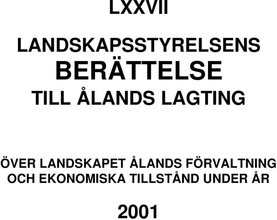 ÖVER LANDSKAPET ÅLANDS