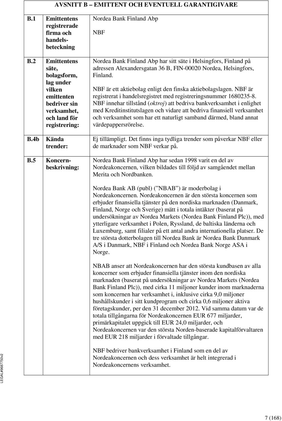 Finland på adressen Alexandersgatan 36 B, FIN-00020 Nordea, Helsingfors, Finland. NBF är ett aktiebolag enligt den finska aktiebolagslagen.