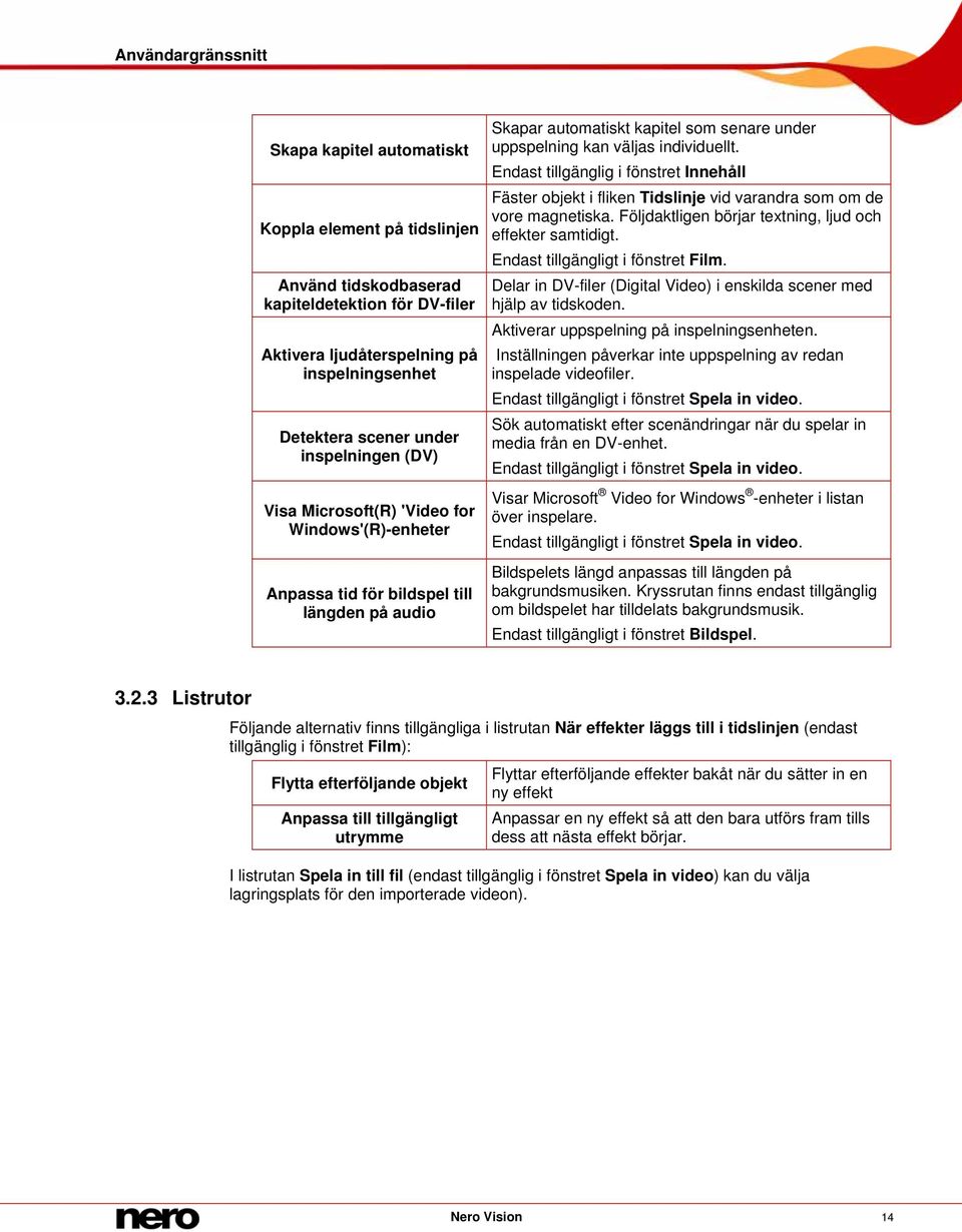 Endast tillgänglig i fönstret Innehåll Fäster objekt i fliken Tidslinje vid varandra som om de vore magnetiska. Följdaktligen börjar textning, ljud och effekter samtidigt.