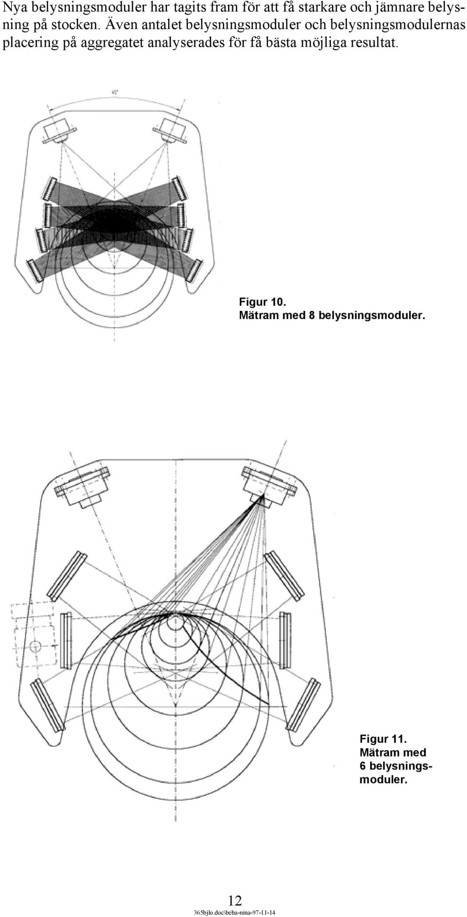 Även antalet belysningsmoduler och belysningsmodulernas placering på