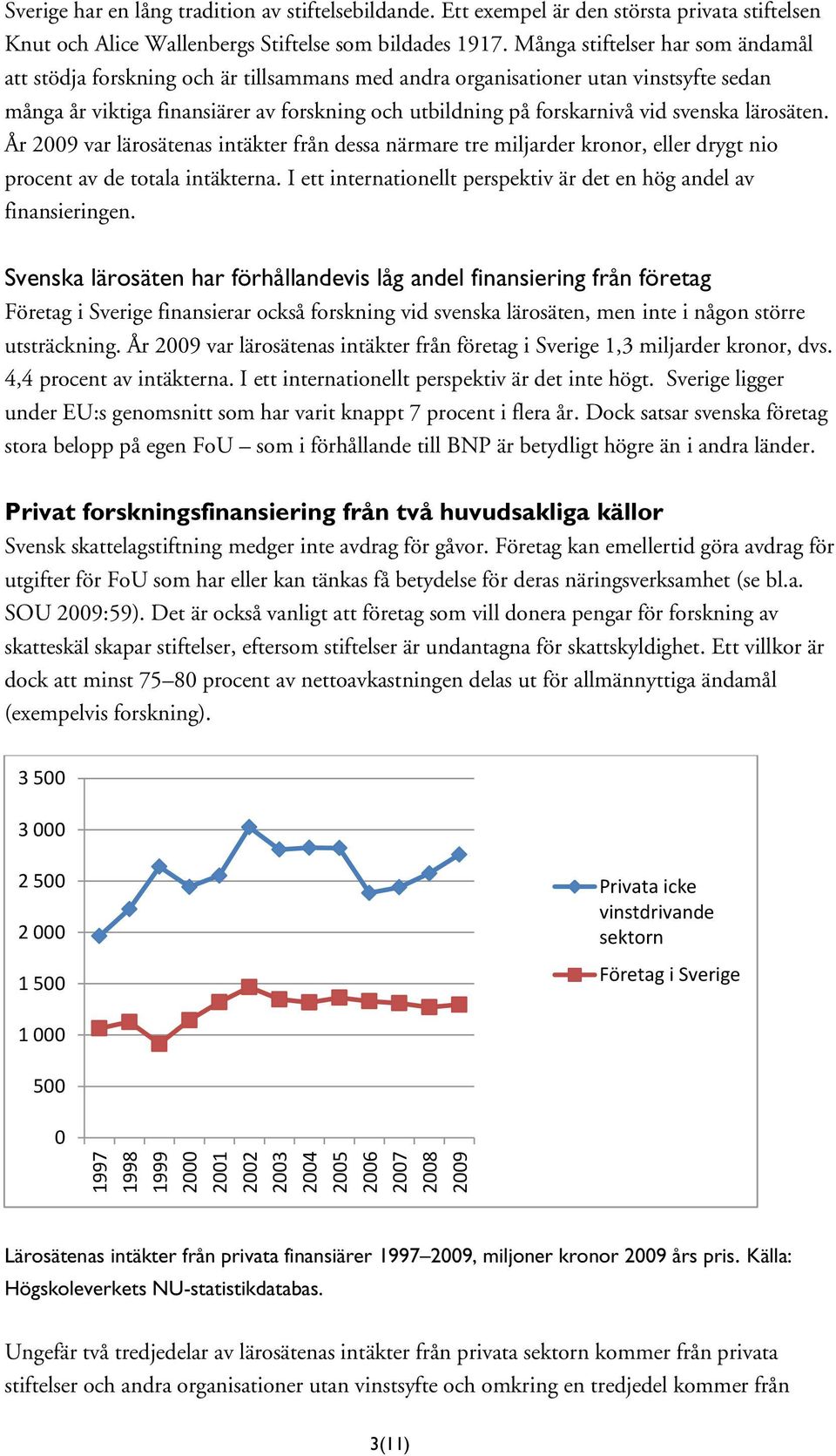 Många stiftelser har som ändamål att stödja forskning och är tillsammans med andra organisationer utan vinstsyfte sedan många år viktiga finansiärer av forskning och utbildning på forskarnivå vid