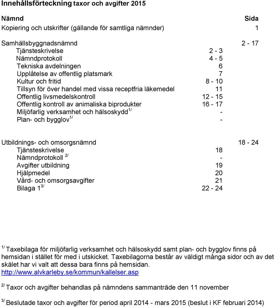 biprodukter 16-17 Miljöfarlig verksamhet och hälsoskydd 1/ - Plan- och bygglov 1/ - Utbildnings- och omsorgsnämnd 18-24 Tjänsteskrivelse 18 Nämndprotokoll 2/ - Avgifter utbildning 19 Hjälpmedel 20