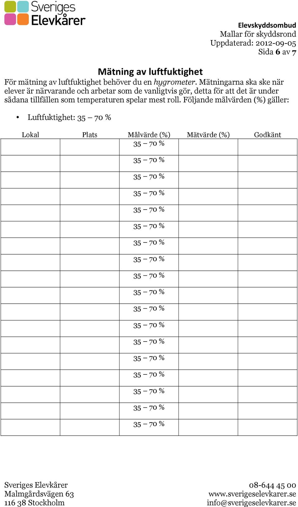 Mätningarna ska ske när elever är närvarande och arbetar som de vanligtvis gör, detta