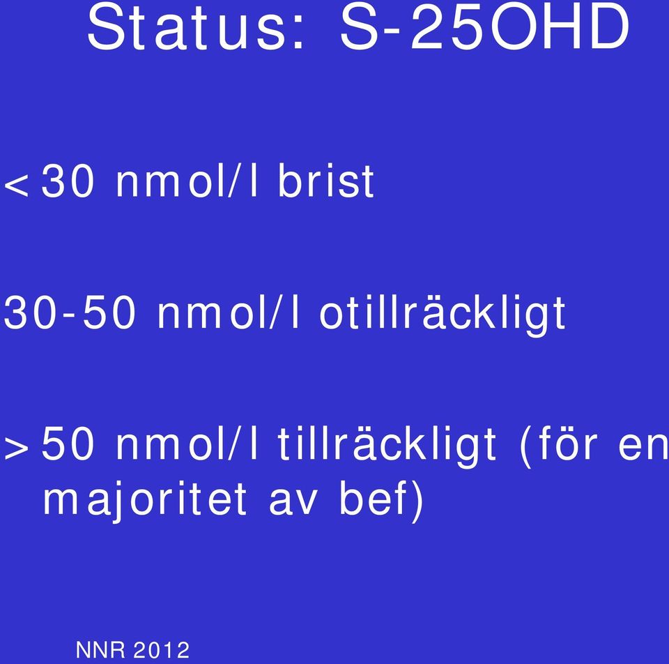 otillräckligt >50 nmol/l