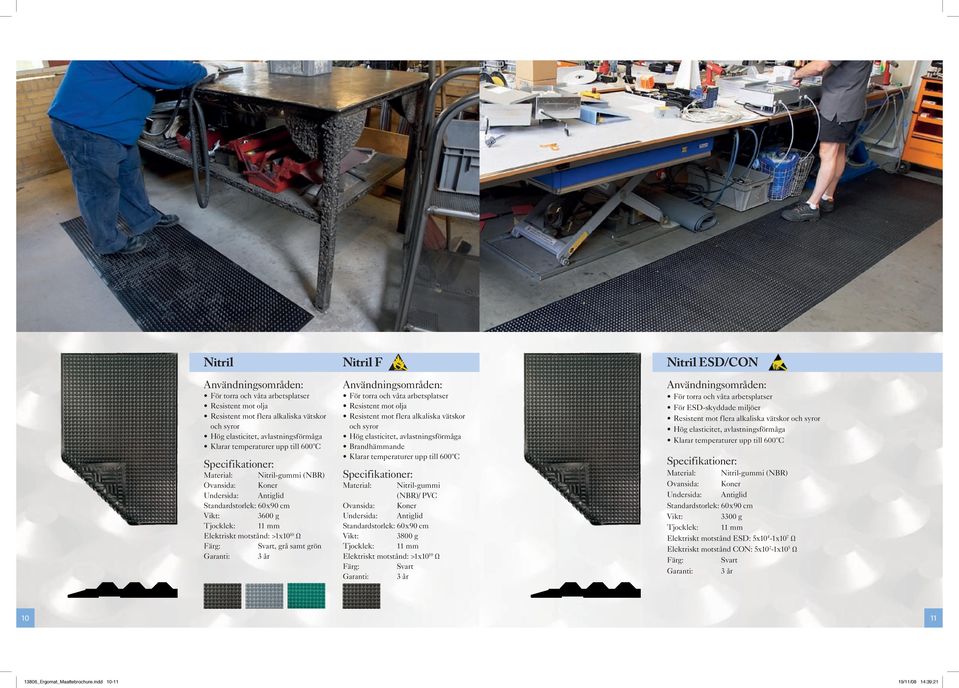 Vikt: 3800 g Nitril ESD/CON För ESD-skyddade miljöer Resistent mot flera alkaliska vätskor och syror Ovansida: Koner Vikt: 3300 g