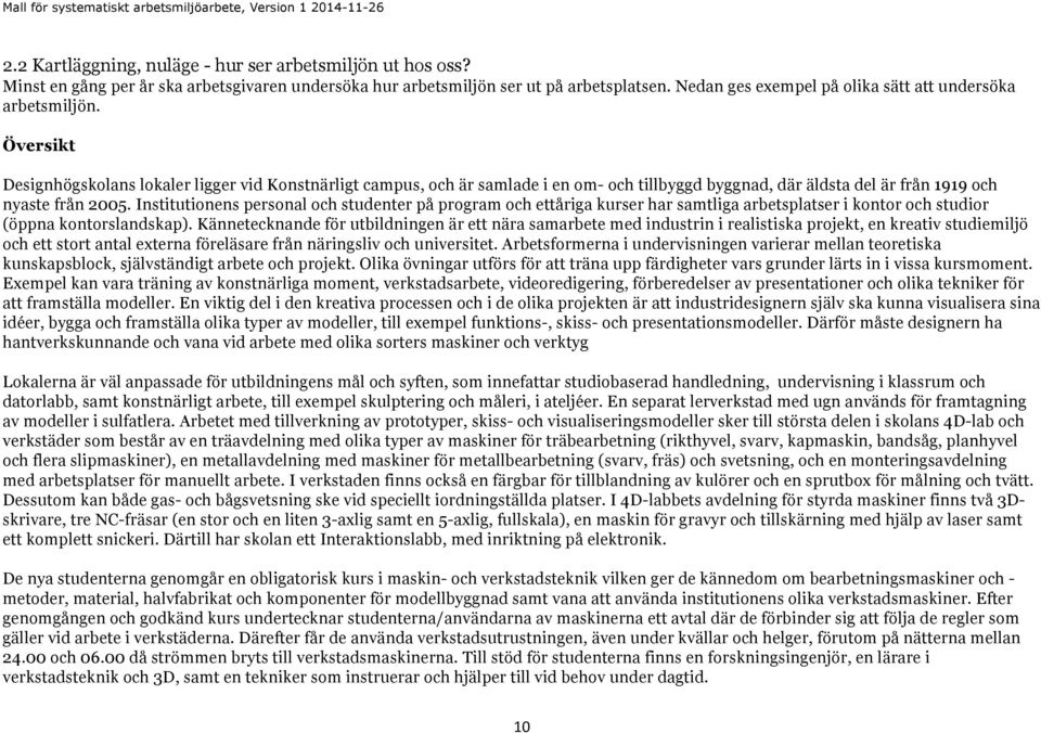 Översikt Designhögskolans lokaler ligger vid Konstnärligt campus, och är samlade i en om- och tillbyggd byggnad, där äldsta del är från 1919 och nyaste från 2005.