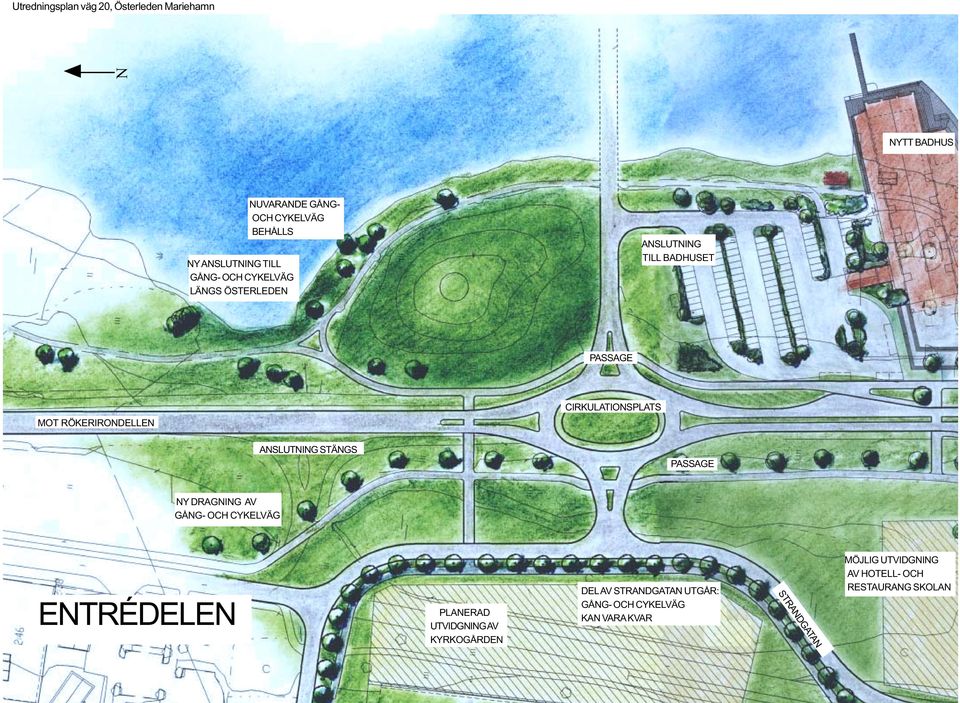 ANSLUTNING STÄNGS PASSAGE NY DRAGNING AV GÅNG- OCH CYKELVÄG ENTRÉDELEN PLANERAD UTVIDGNING AV KYRKOGÅRDEN DEL AV