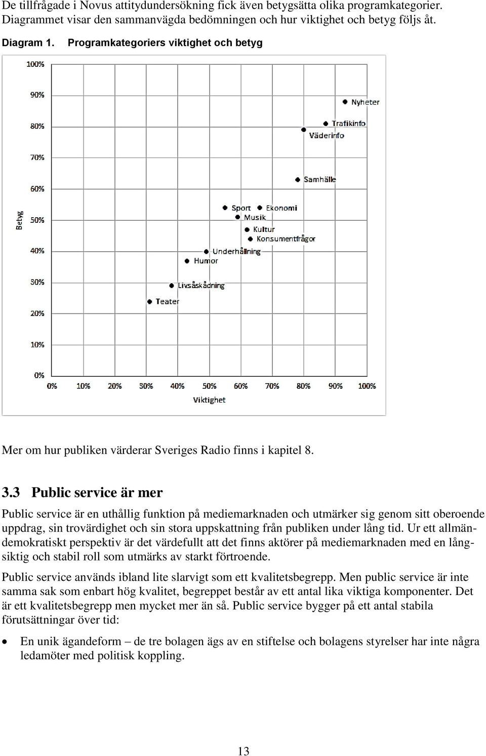 3 Public service är mer Public service är en uthållig funktion på mediemarknaden och utmärker sig genom sitt oberoende uppdrag, sin trovärdighet och sin stora uppskattning från publiken under lång