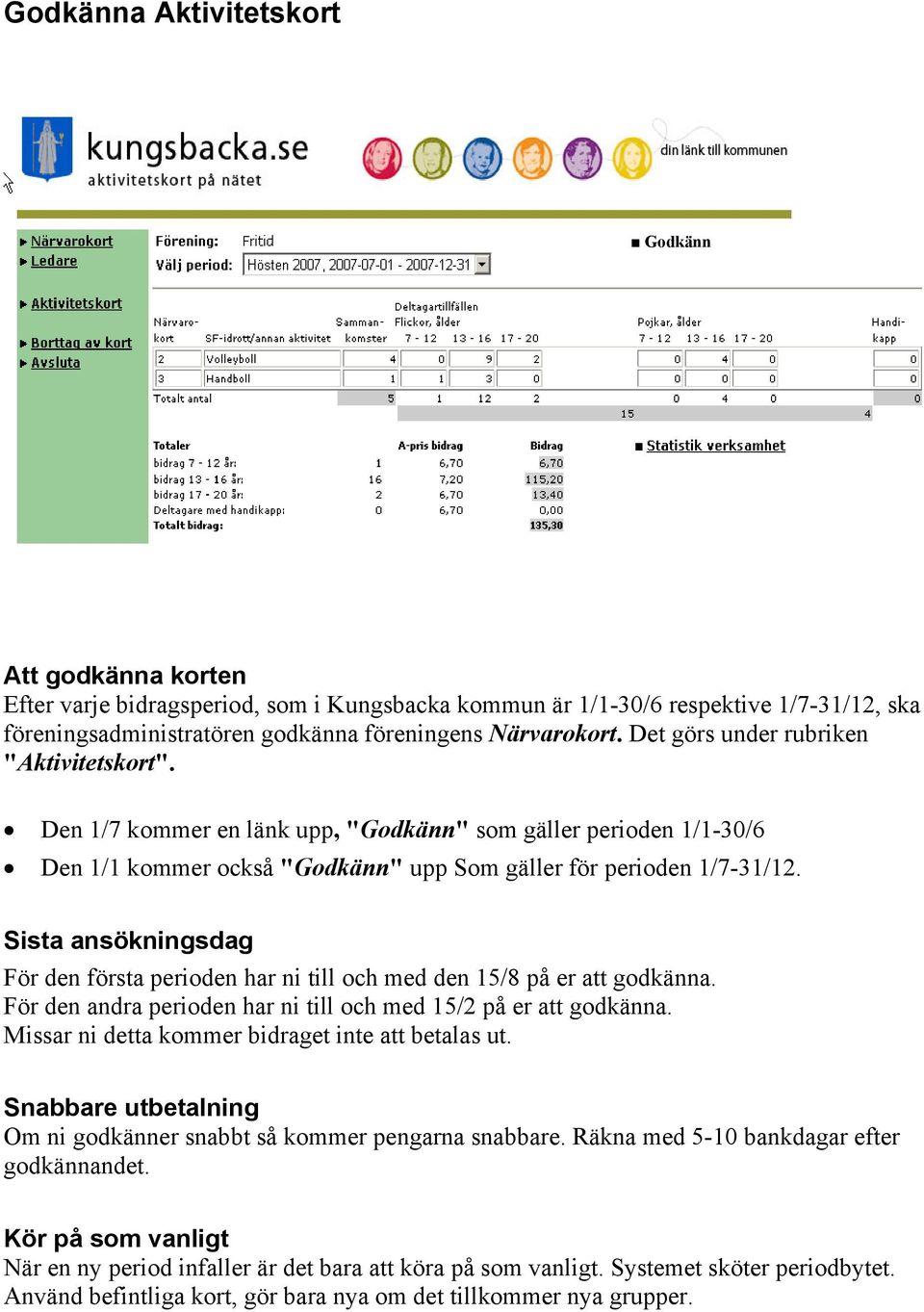 Sista ansökningsdag För den första perioden har ni till och med den 15/8 på er att godkänna. För den andra perioden har ni till och med 15/2 på er att godkänna.