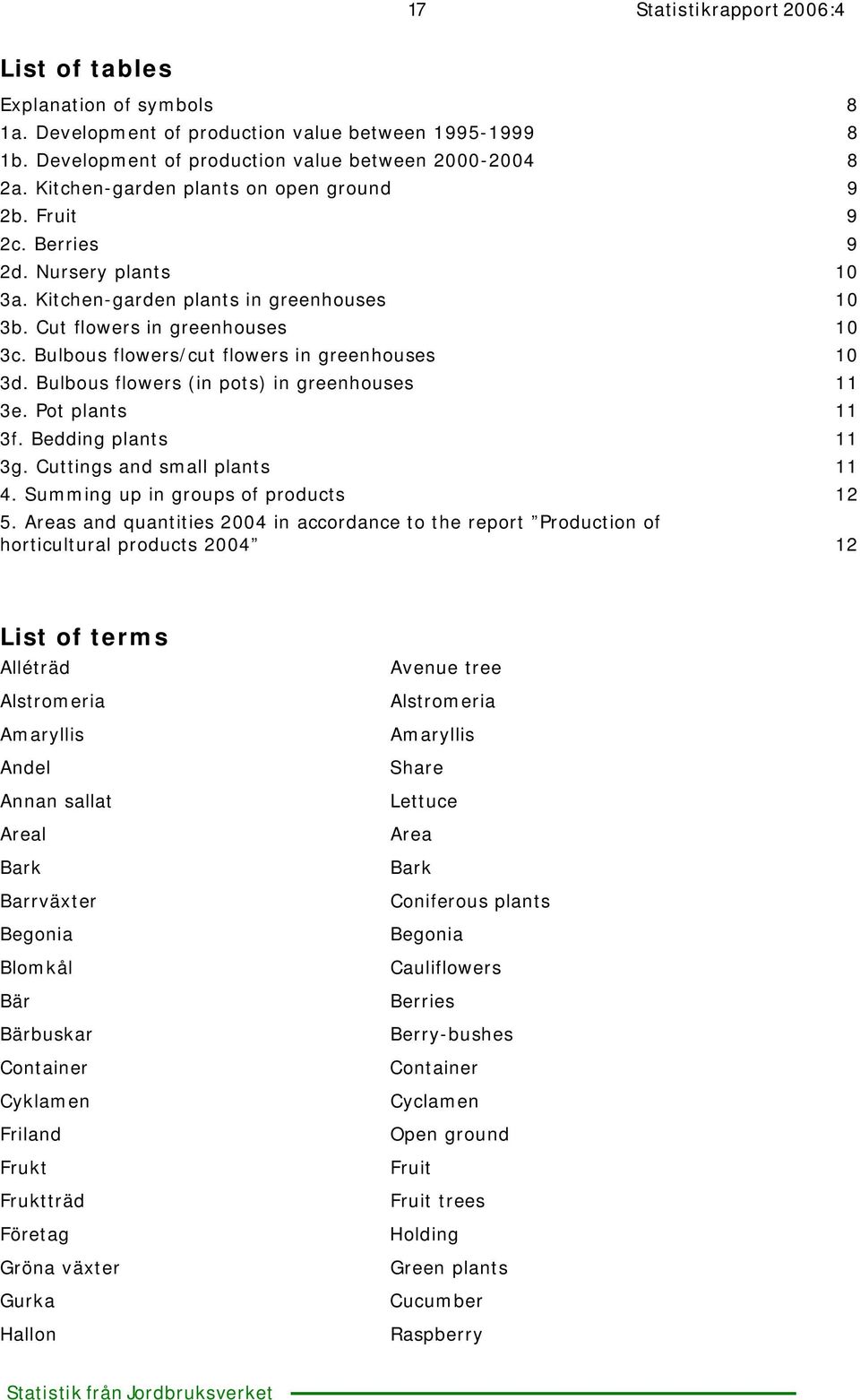 Bulbous flowers/cut flowers in greenhouses 10 3d. Bulbous flowers (in pots) in greenhouses 11 3e. Pot plants 11 3f. Bedding plants 11 3g. Cuttings and small plants 11 4.