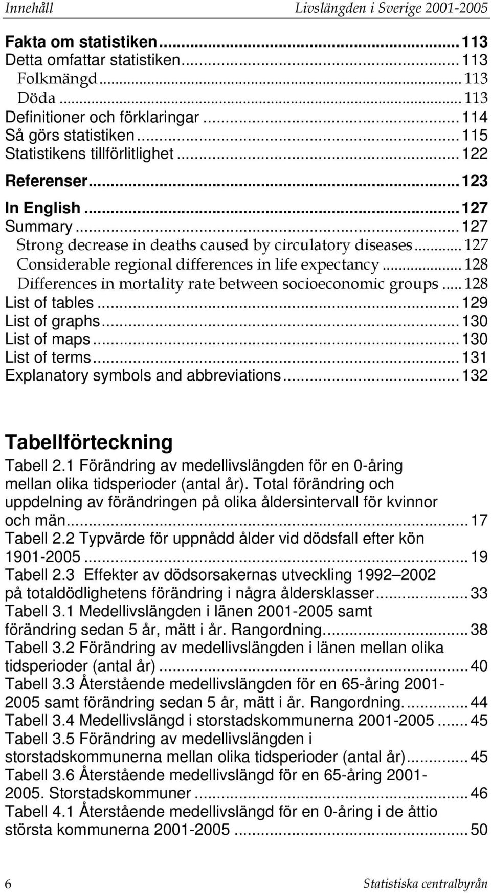 .. 127 Considerable regional differences in life expectancy... 128 Differences in mortality rate between socioeconomic groups... 128 List of tables...129 List of graphs...130 List of maps.