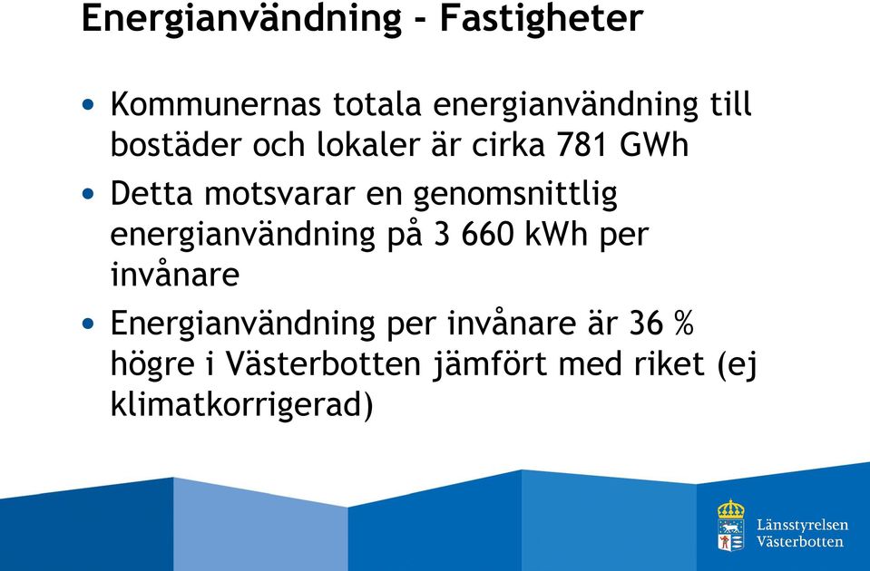 genomsnittlig energianvändning på 3 660 kwh per invånare