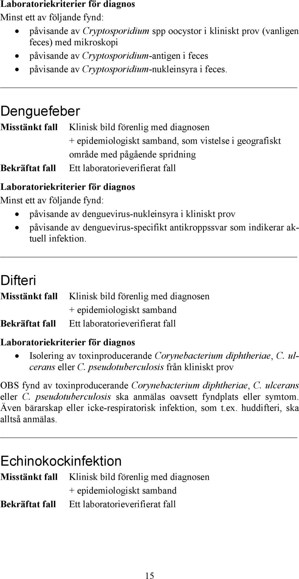 aktuell infektion. Difteri Isolering av toxinproducerande Corynebacterium diphtheriae, C. ulcerans eller C.