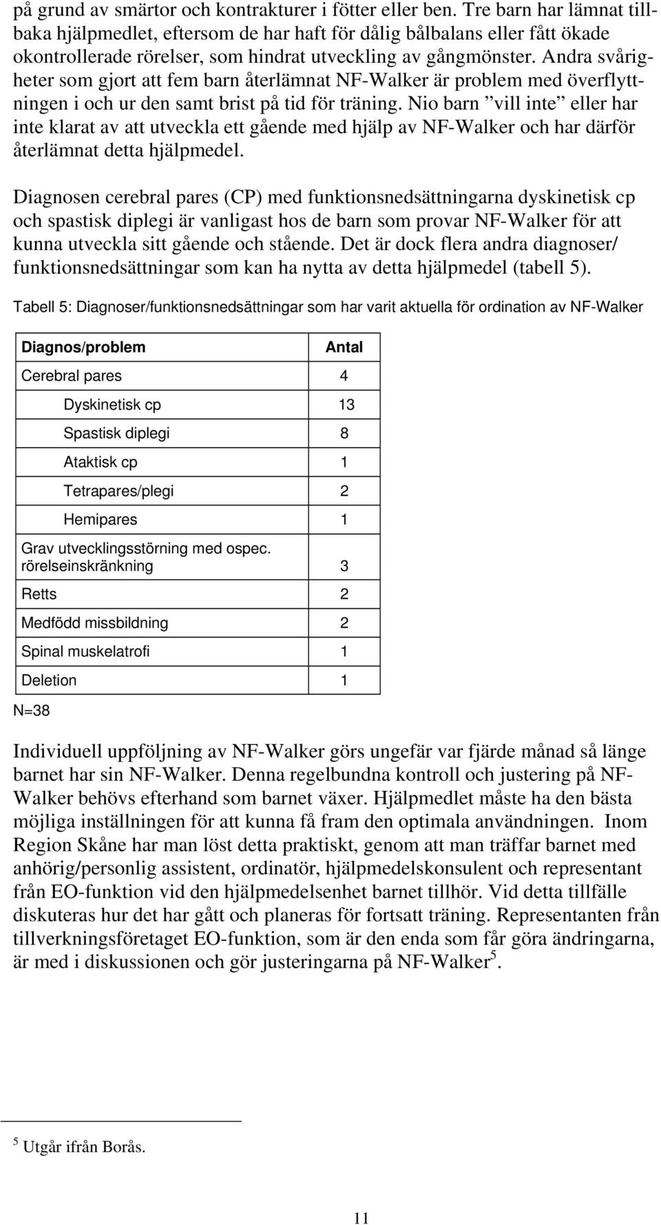 Andra svårigheter som gjort att fem barn återlämnat NF-Walker är problem med överflyttningen i och ur den samt brist på tid för träning.