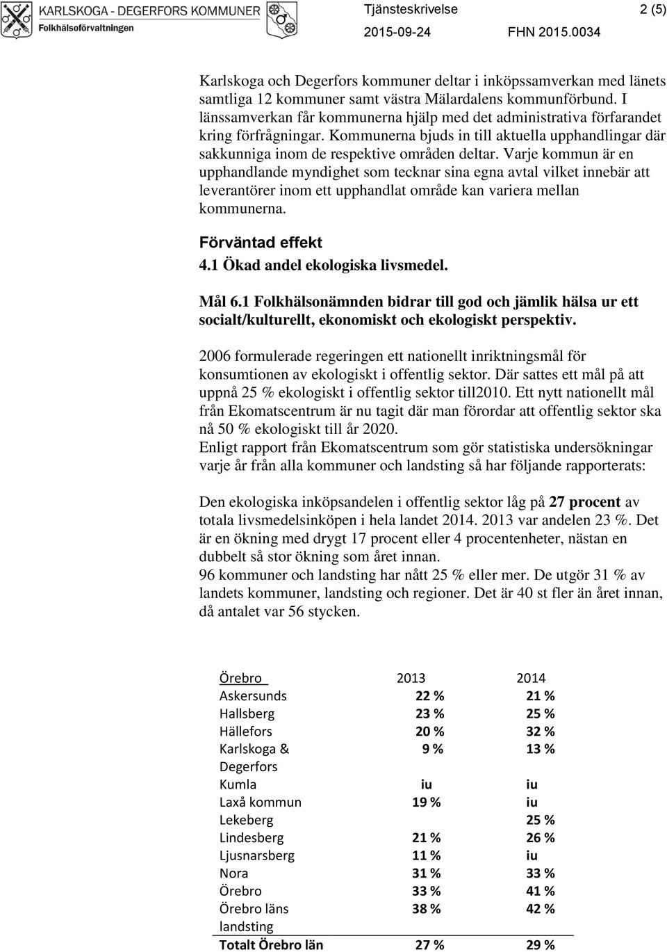 Varje kommun är en upphandlande myndighet som tecknar sina egna avtal vilket innebär att leverantörer inom ett upphandlat område kan variera mellan kommunerna. Förväntad effekt 4.