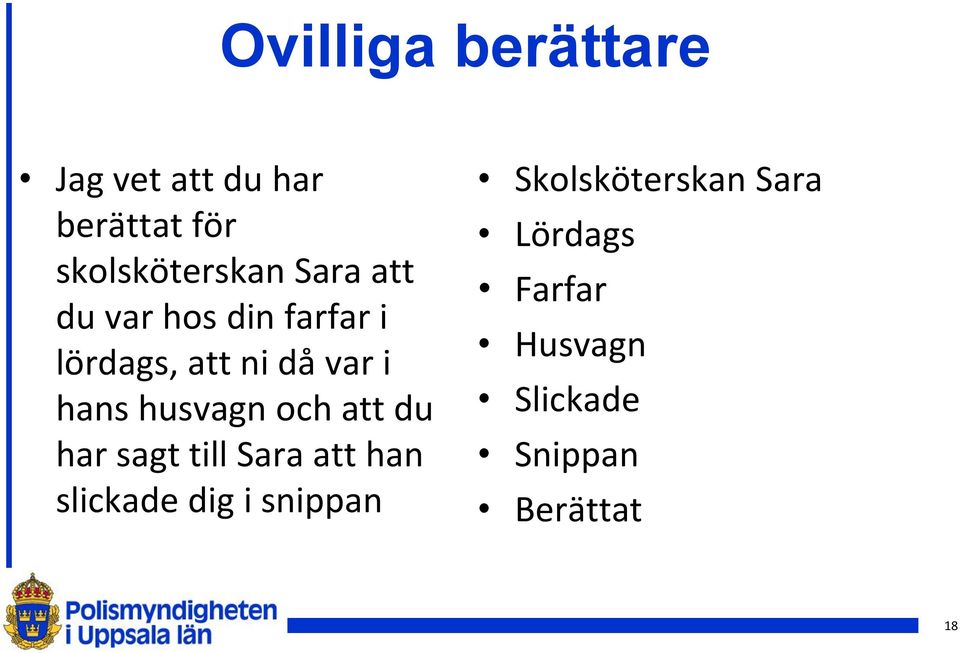 husvagn och att du har sagt till Sara att han slickade dig i