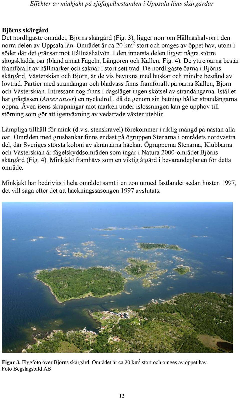 I den innersta delen ligger några större skogsklädda öar (bland annat Fågeln, Långören och Källen; Fig. 4). De yttre öarna består framförallt av hällmarker och saknar i stort sett träd.