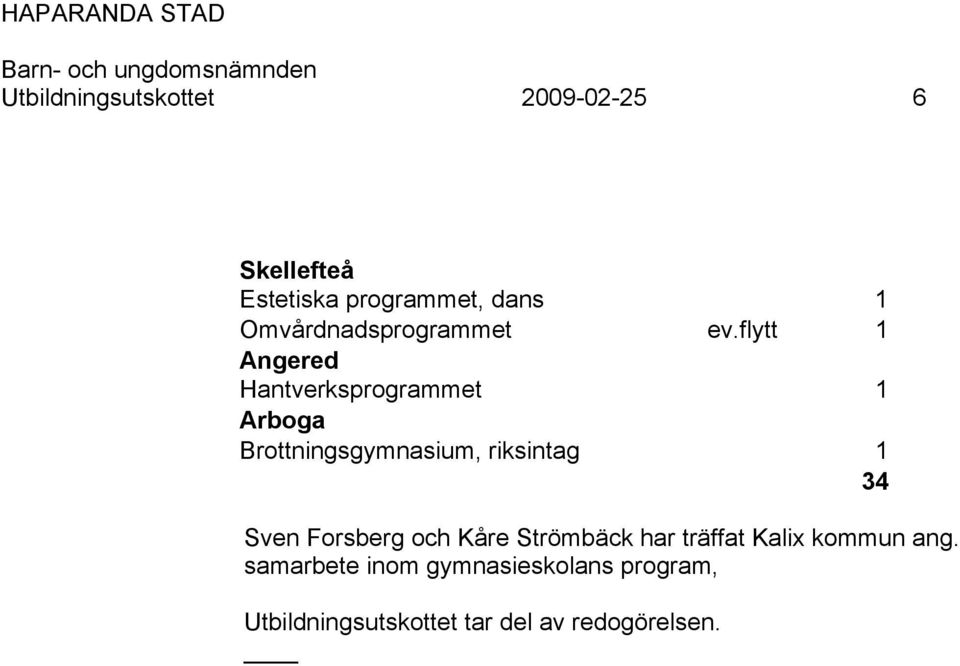 flytt 1 Angered Hantverksprogrammet 1 Arboga Brottningsgymnasium, riksintag 1 34