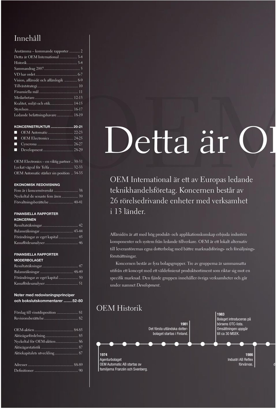 .. 24-25 Cyncrona... 26-27 Development... 28-29 Detta är OE OEM Electronics en viktig partner.. 30-31 Lyckat vägval för Telfa... 32-33 OEM Automatic stärker sin position.