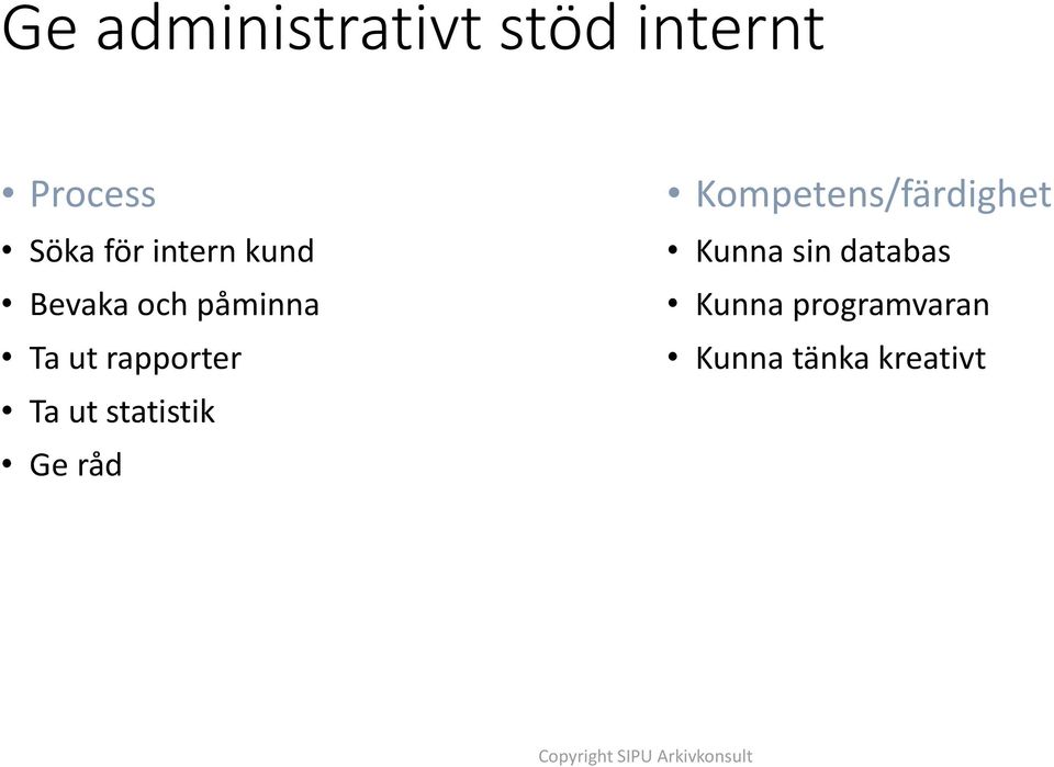 statistik Ge råd Kompetens/färdighet Kunna sin