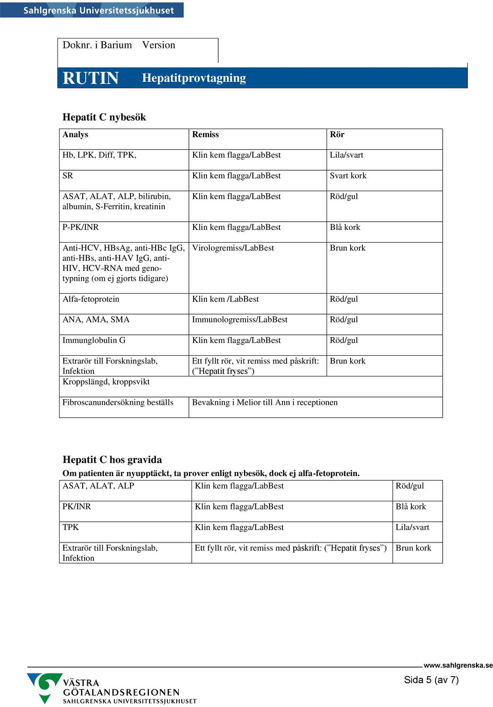 Immunglobulin G Klin kem flagga/labbest Kroppslängd, kroppsvikt Ett fyllt rör, vit remiss med påskrift: ( Hepatit fryses ) Fibroscanundersökning beställs Bevakning i Melior till Ann i receptionen