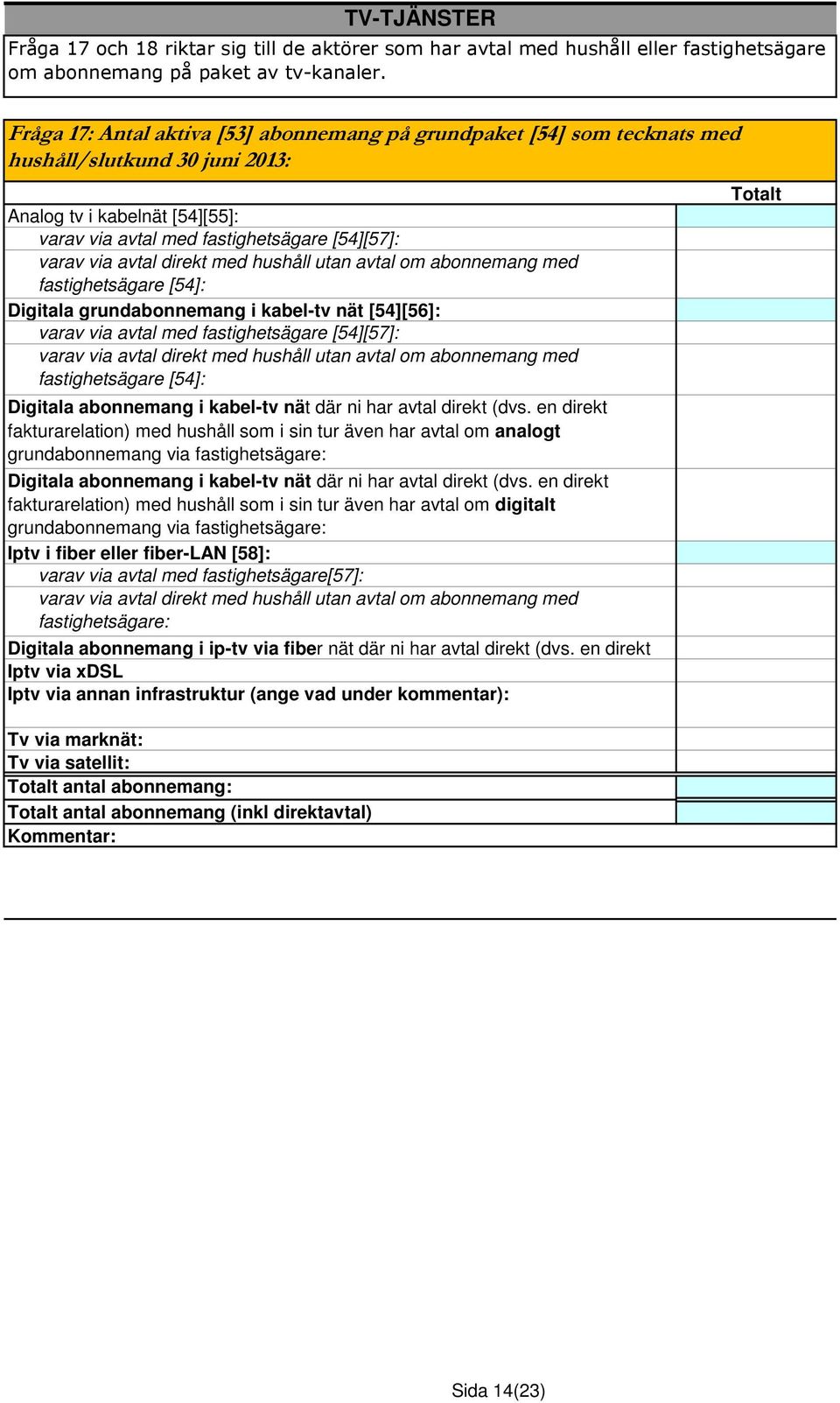 direkt med hushåll utan avtal om abonnemang med fastighetsägare [54]: Digitala grundabonnemang i kabel-tv nät [54][56]: varav via avtal med fastighetsägare [54][57]: varav via avtal direkt med