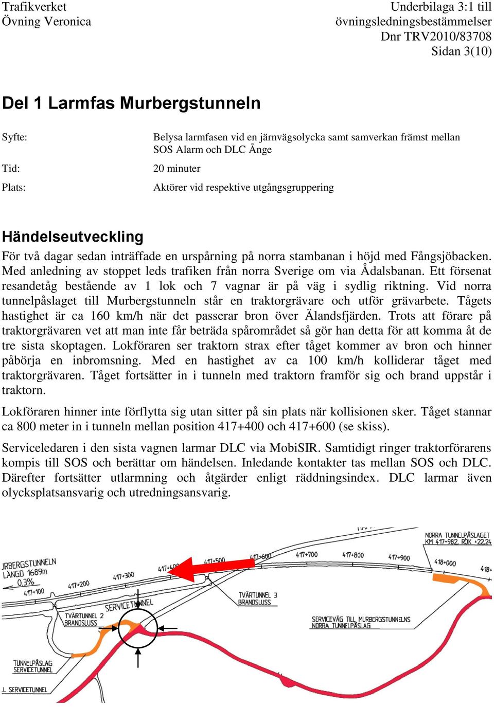 Med anledning av stoppet leds trafiken från norra Sverige om via Ådalsbanan. Ett försenat resandetåg bestående av 1 lok och 7 vagnar är på väg i sydlig riktning.