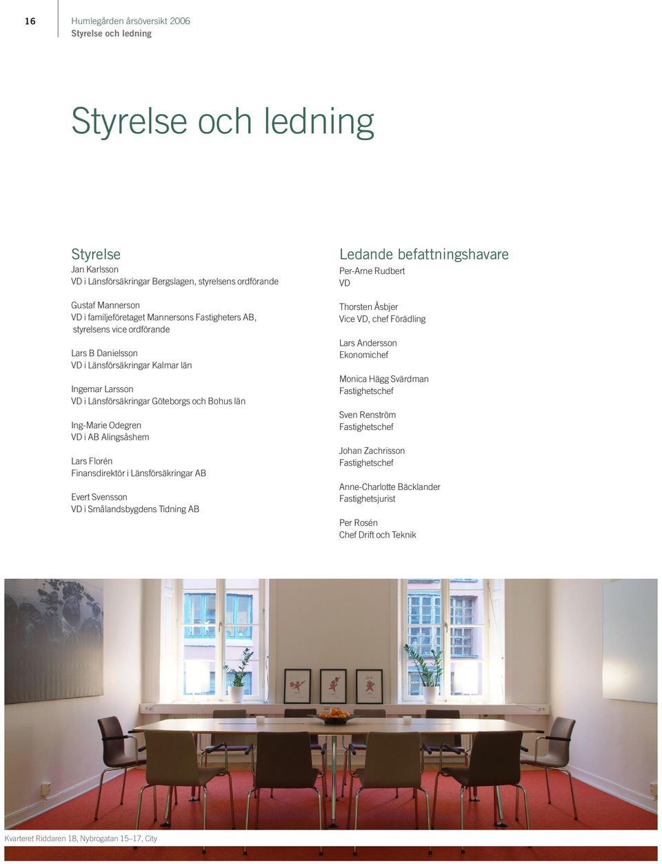 Finansdirektör i Länsförsäkringar AB Evert Svensson VD i Smålandsbygdens Tidning AB Ledande befattningshavare Per-Arne Rudbert VD Thorsten Åsbjer Vice VD, chef Förädling Lars Andersson Ekonomichef